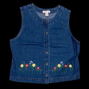 Embroidered Floral Denim Vest